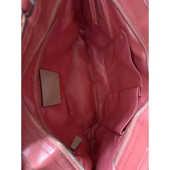 Coach Straw Floral Appliqué Tote – Coral - tea rose - Picture 6 of 11